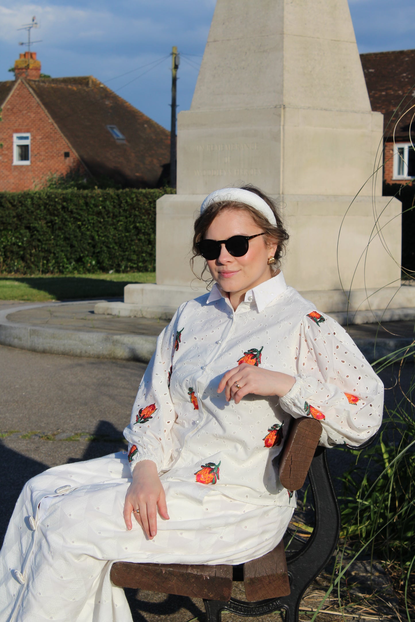 PURE COTTON FLORAL EMBROIDERED SHIRT