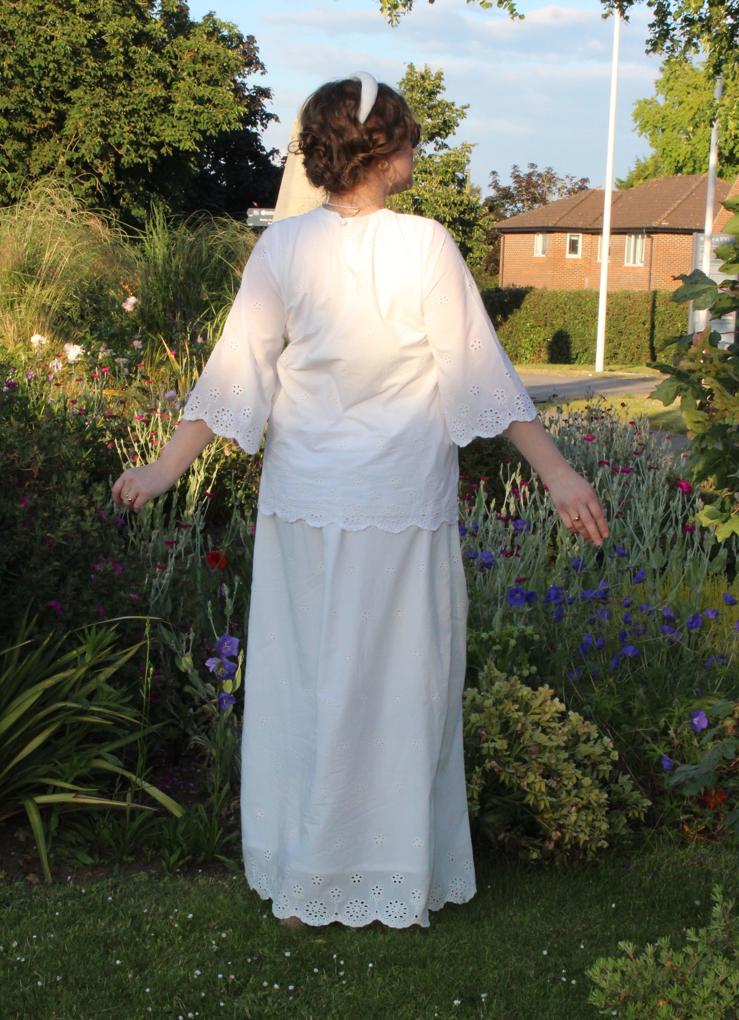 White Cotton Skirt Casual Loose A-line Scalloped hem Skirt