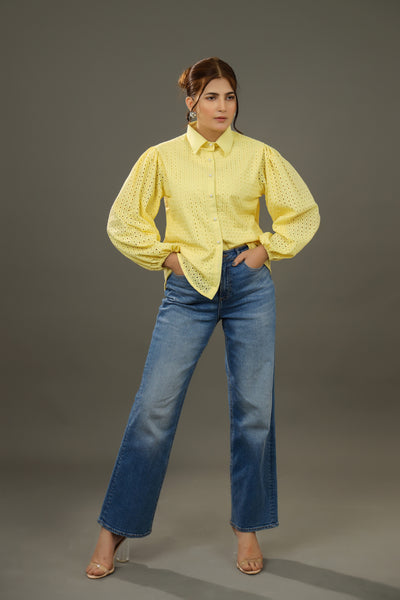 Yellow Shirt and blue jeans
