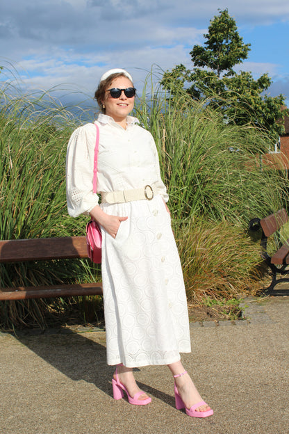 PURE COTTON FLORAL EMBROIDERED SKIRT