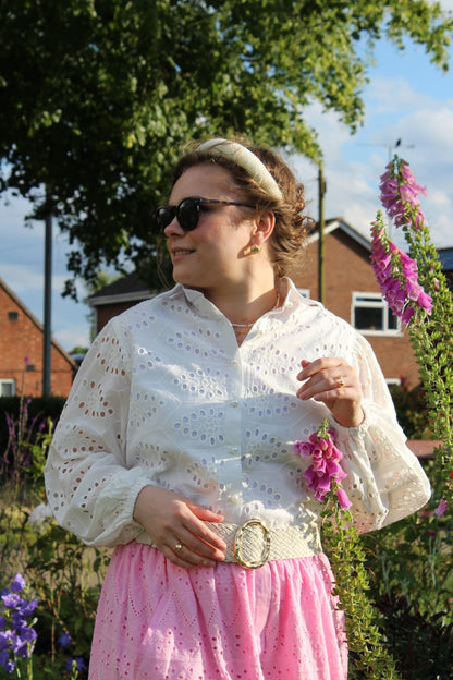 PURE COTTON EMBROIDERED HEXAGONL SHIRT