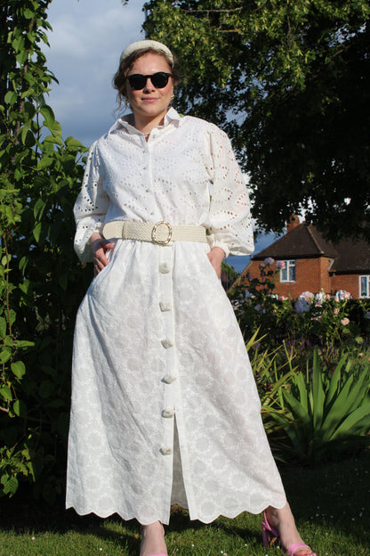 PURE COTTON FLORAL EMBROIDERED SKIRT