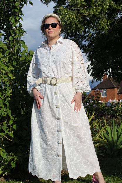 PURE COTTON FLORAL EMBROIDERED SKIRT