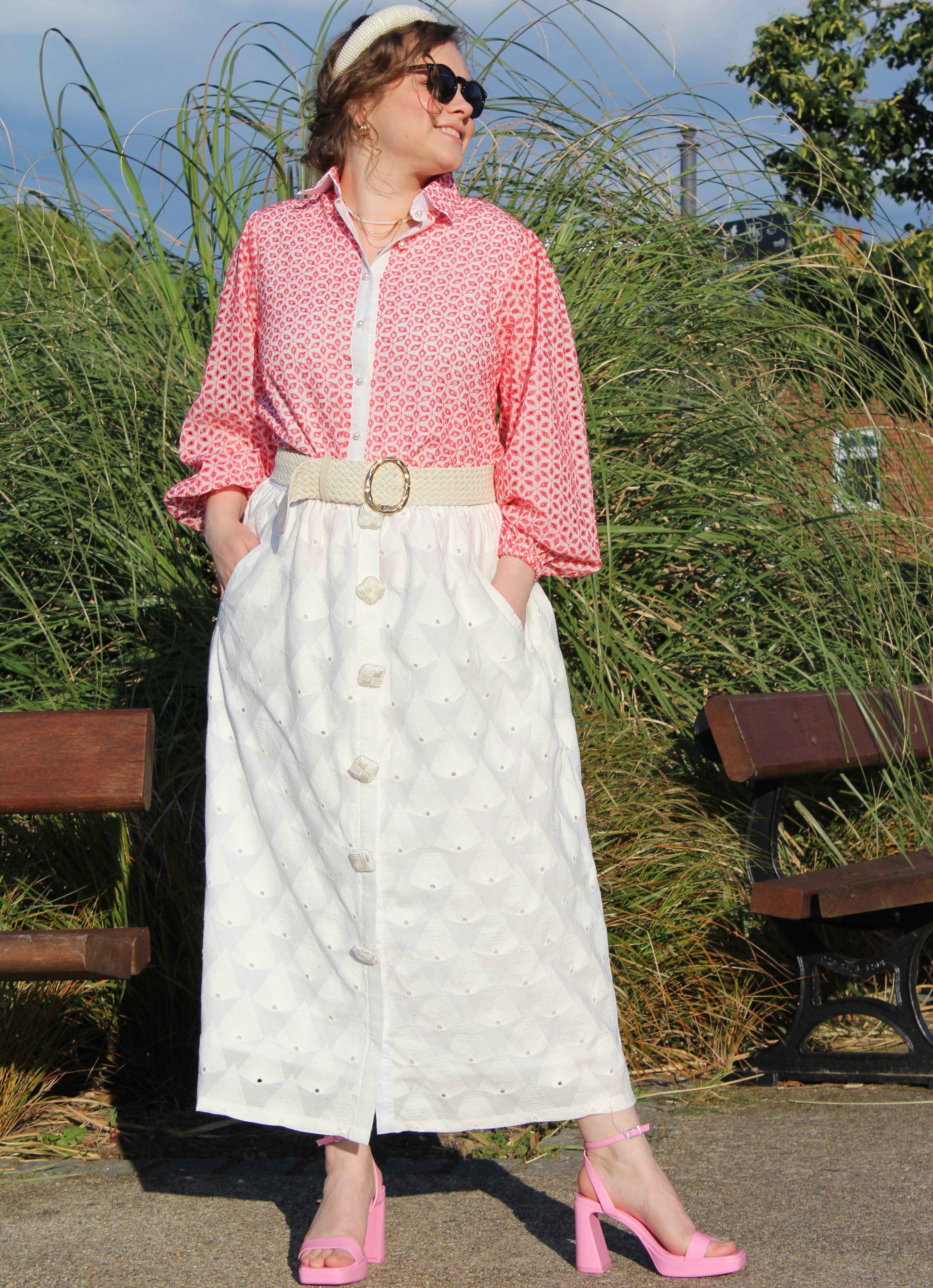 PURE COTTON FLORAL EMBROIDERED SKIRT