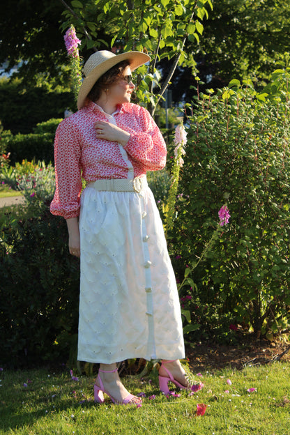 PURE COTTON FLORAL EMBROIDERED SKIRT