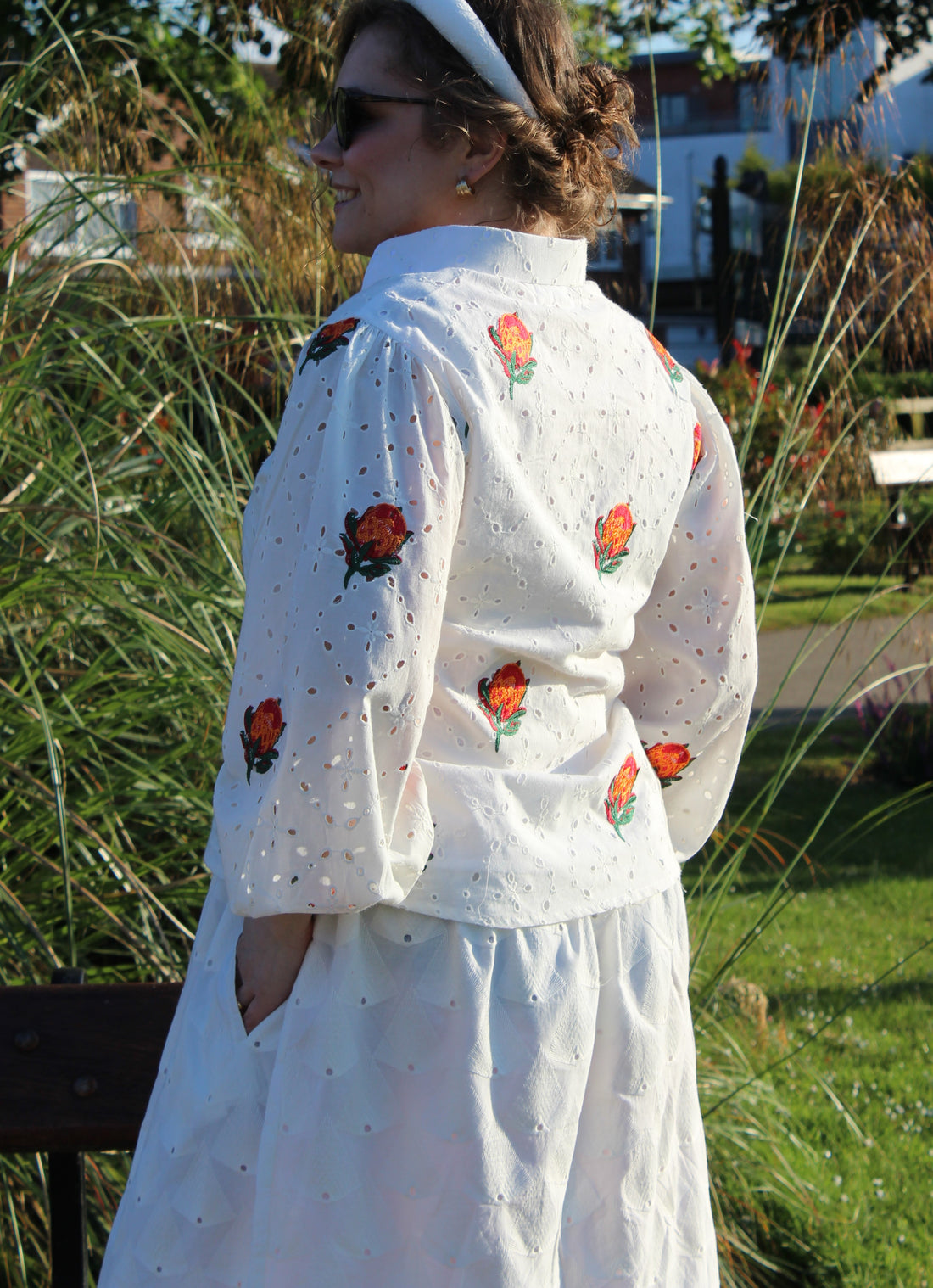 PURE COTTON FLORAL EMBROIDERED SHIRT