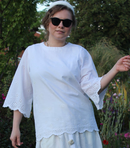 PURE COTTON SCALLOP BLOUSE