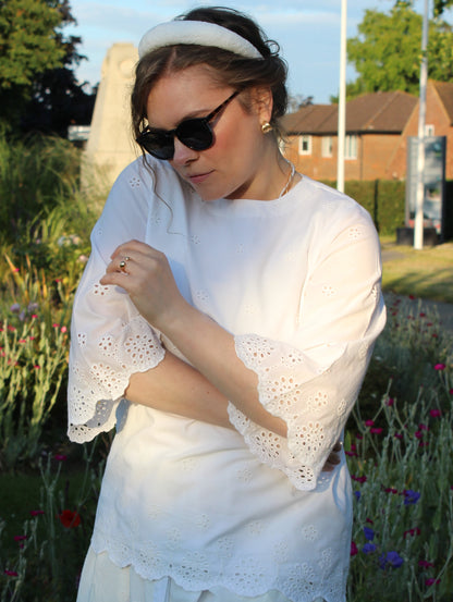 PURE COTTON SCALLOP BLOUSE