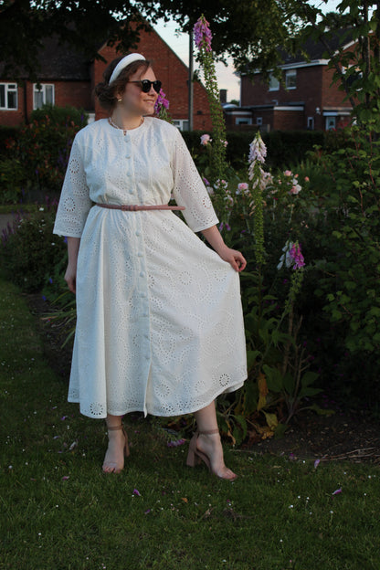 PURE COTTON EYELET DRESS