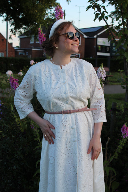 PURE COTTON EYELET DRESS
