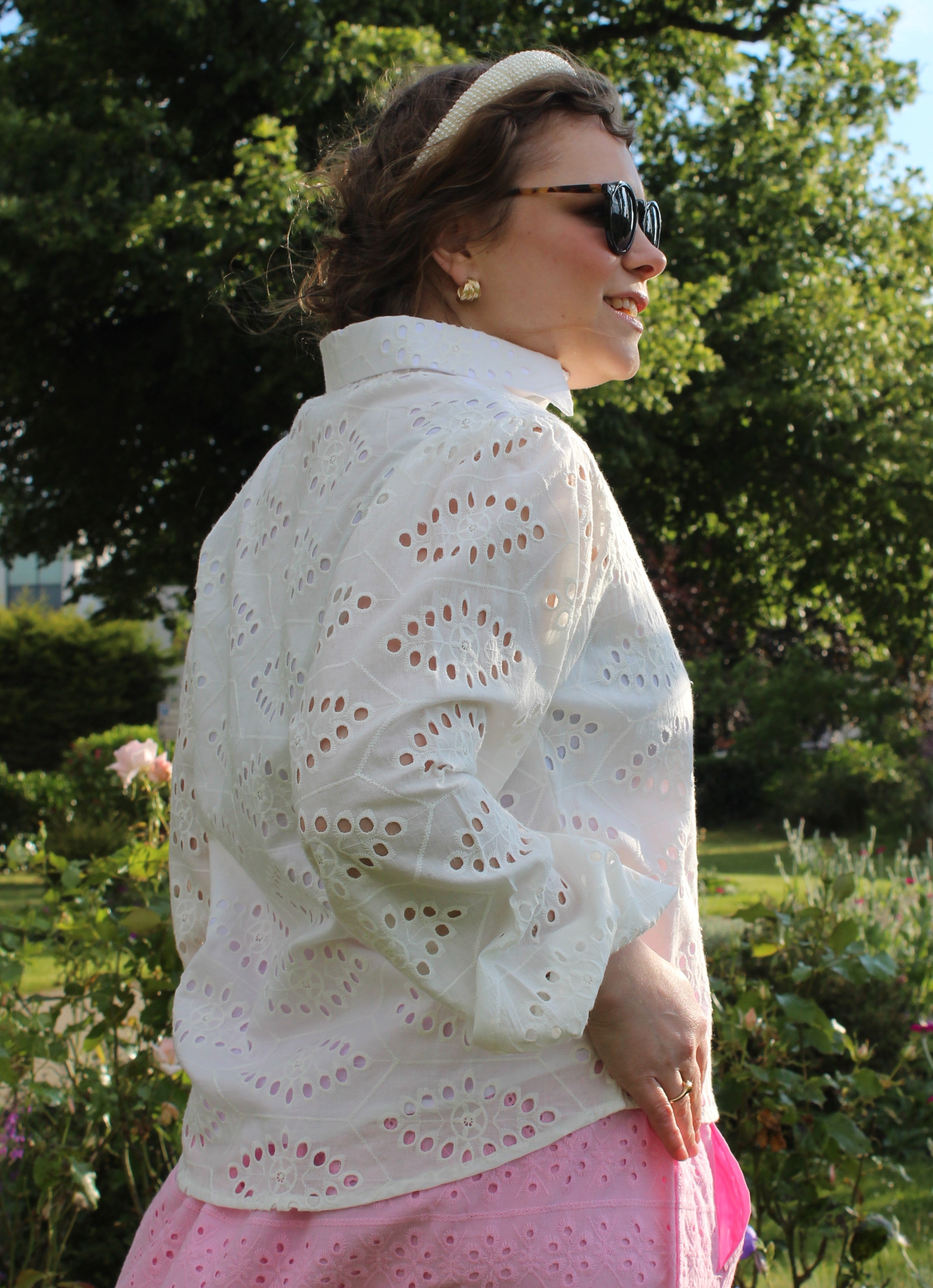 PURE COTTON EMBROIDERED HEXAGONL SHIRT