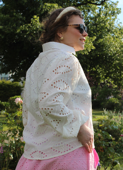 PURE COTTON EMBROIDERED HEXAGONL SHIRT
