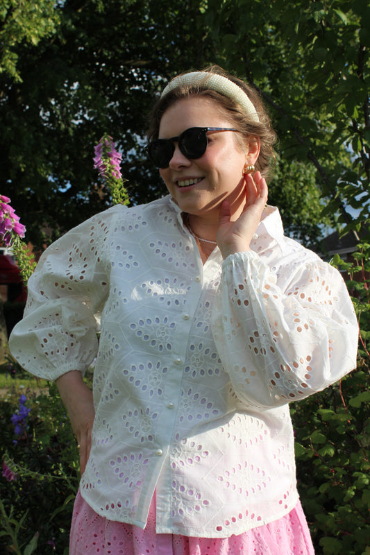PURE COTTON EMBROIDERED HEXAGONL SHIRT