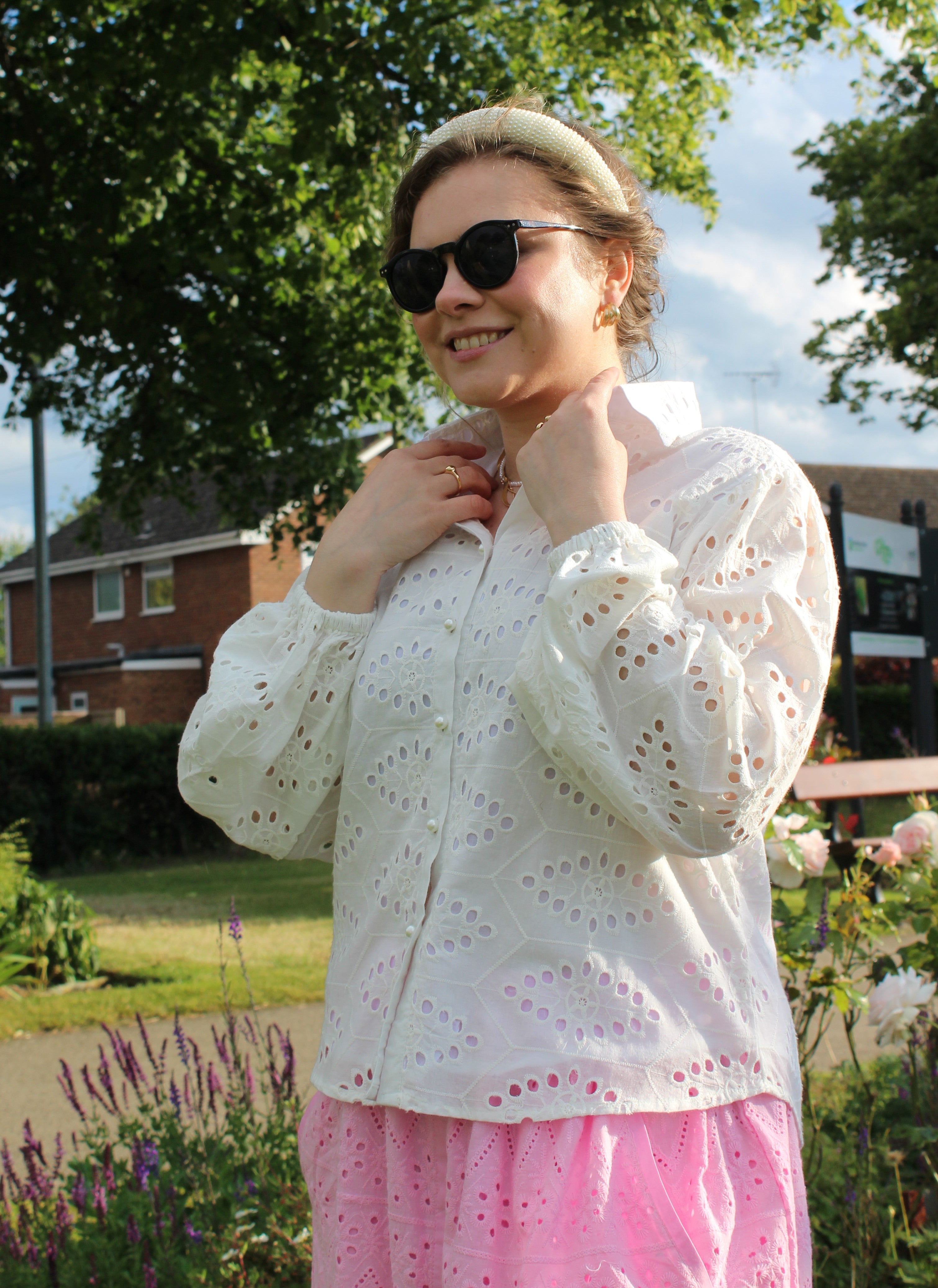 PURE COTTON EMBROIDERED HEXAGONL SHIRT