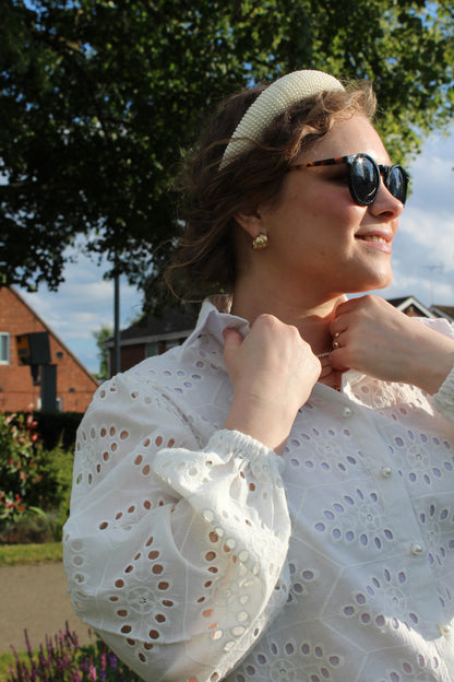 PURE COTTON EMBROIDERED HEXAGONL SHIRT