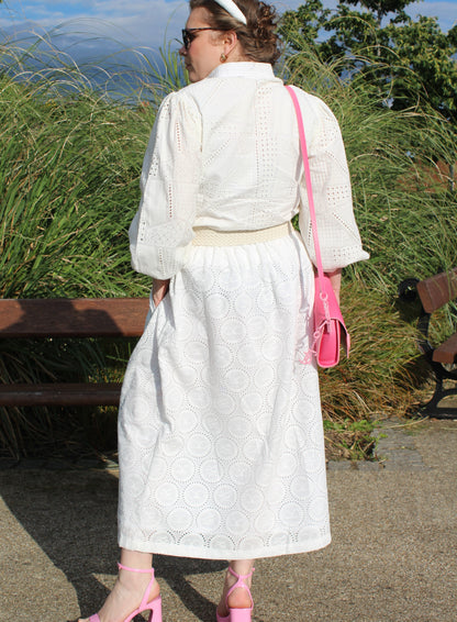 PURE COTTON FLORAL EMBROIDERED SKIRT